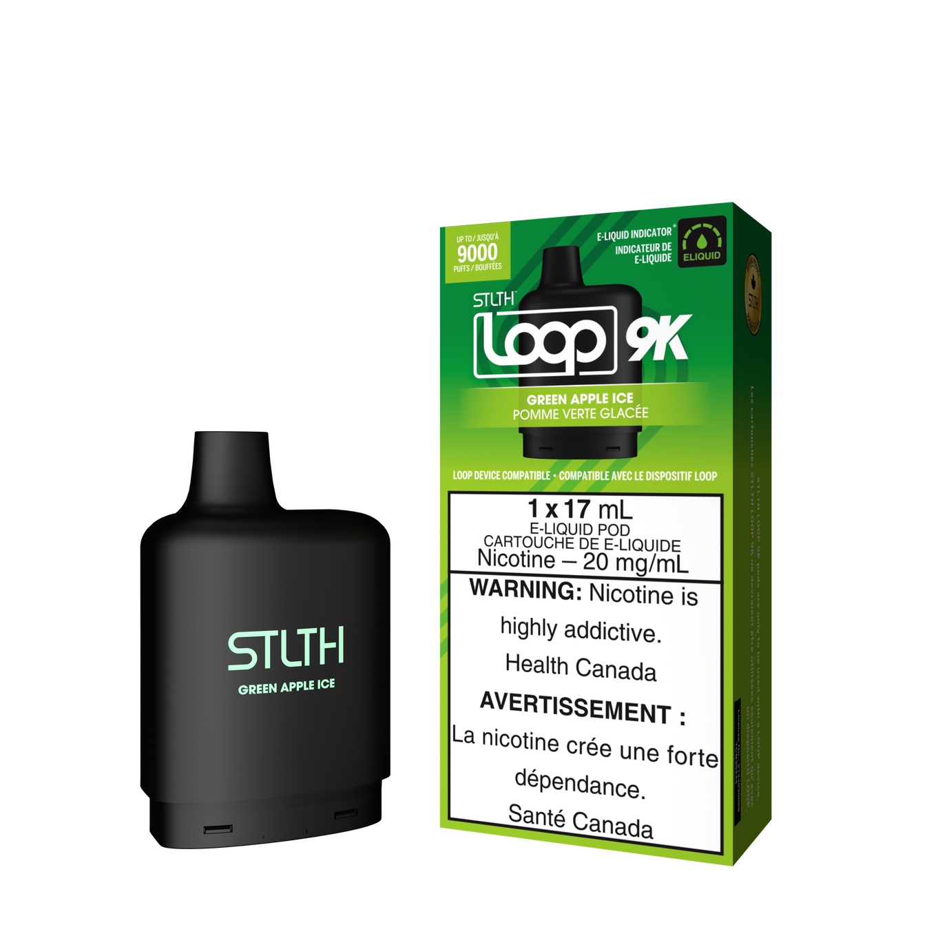 STLTH Loop 9k Pods Green Apple Ice