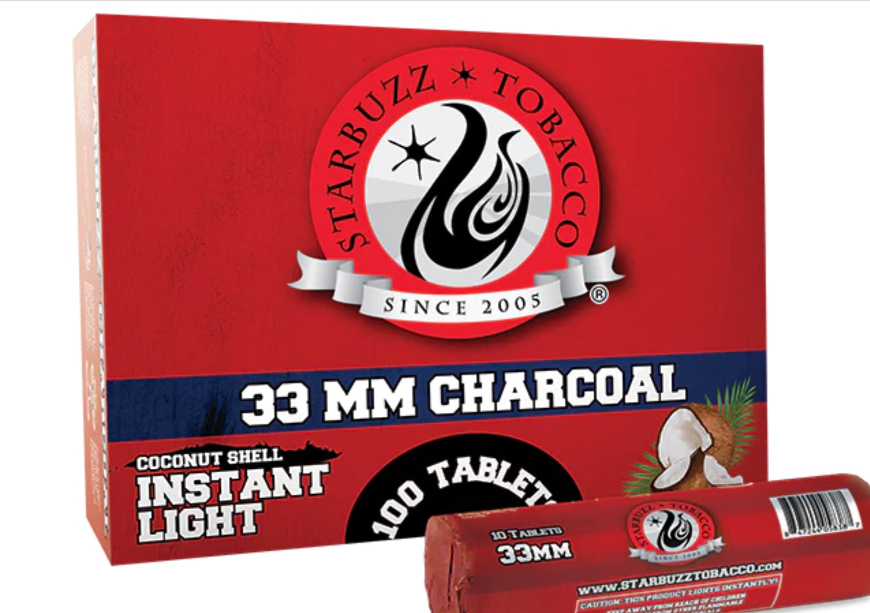 Starbuzz-tobacco-33mm-hookah-shisha-instant-light-charcoal-red