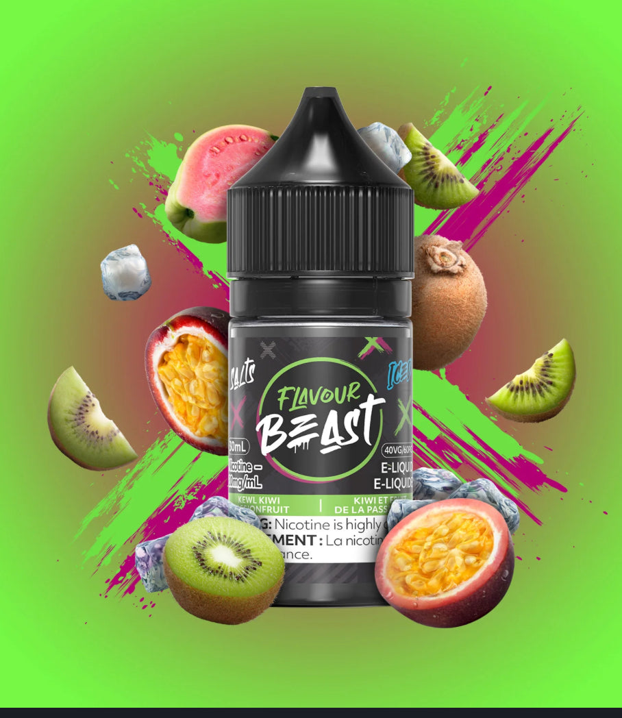 Flavour Beast E-Juice Salt Nic 30ml 20mg Kewl Kiwi Passionfruit iced