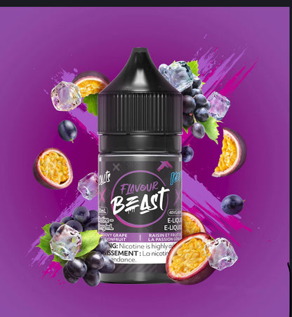 Flavour Beast E-Juice Salt Nic 30ml 20mg Groovy Grape Passionfruit iced