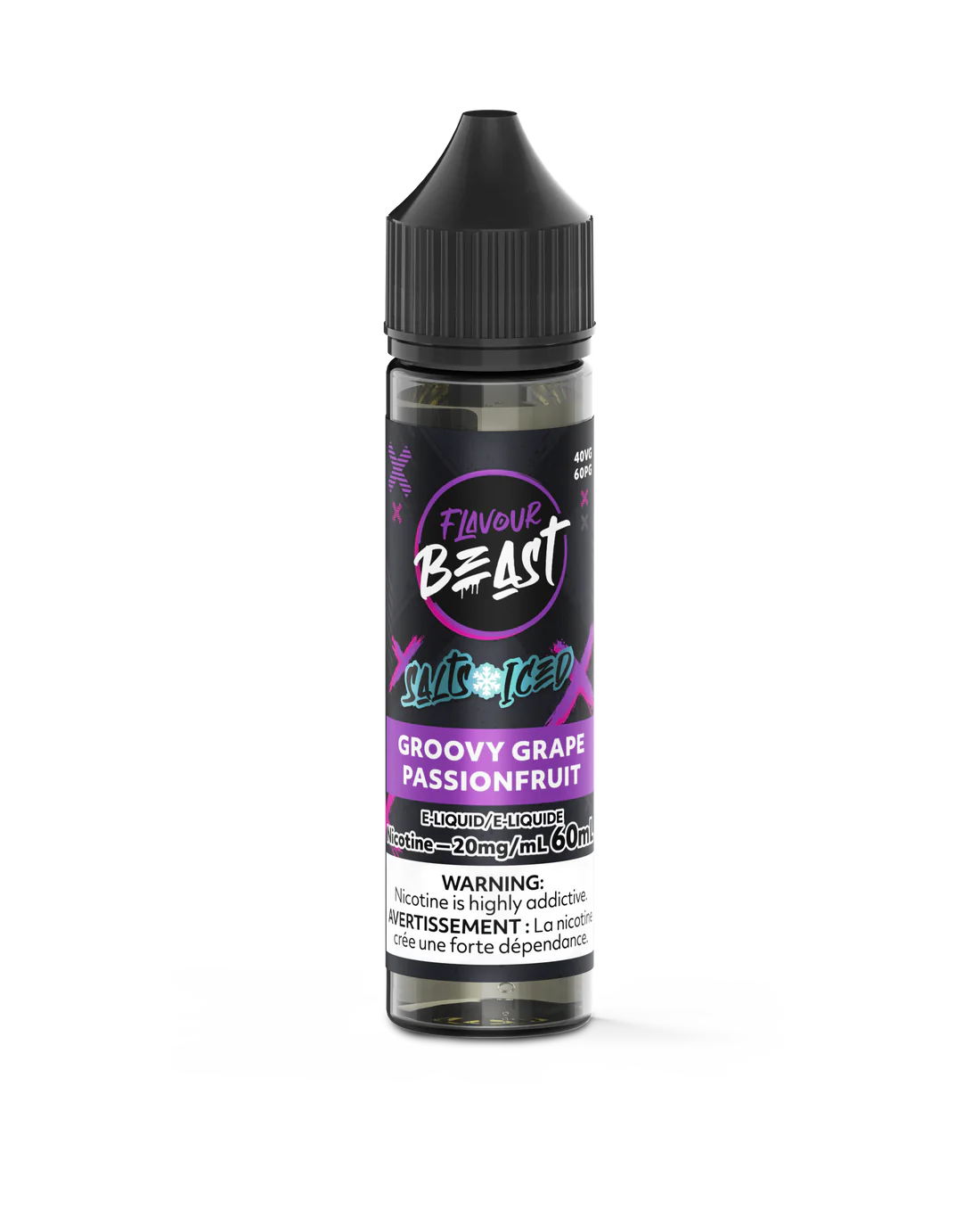 Flavour Beast E-Juice Salt Nicotine 20mg/60ml Groovy Grape Passionfruit