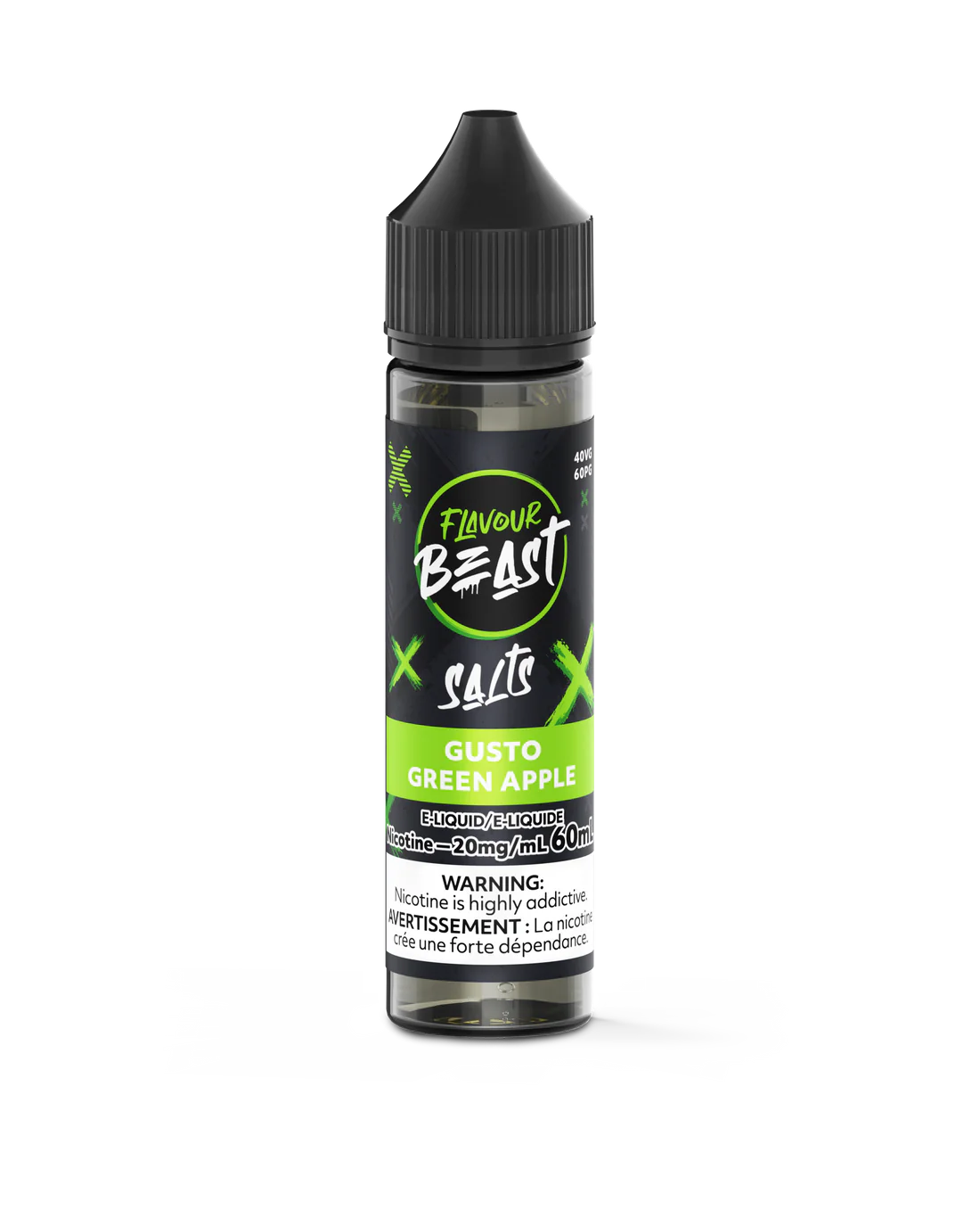 Flavour Beast E-Juice Salt Nicotine 20mg/60ml Gusto Green Apple