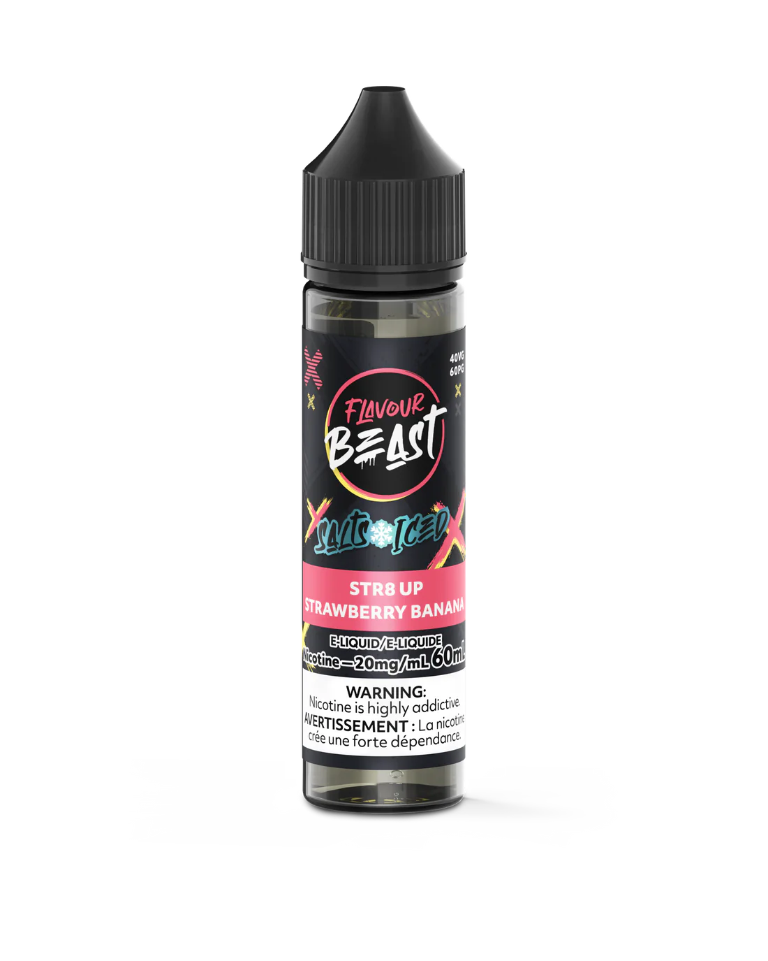 Flavour Beast E-Juice Salt Nicotine 20mg/60ml Str8 Up Strawberry Banana