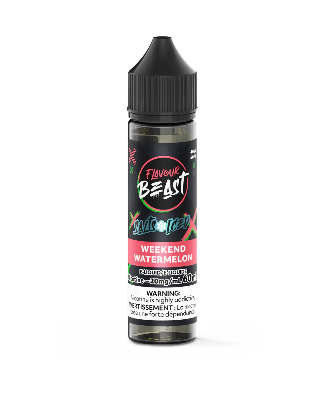 Flavour Beast E-Juice Salt Nicotine 20mg/60ml Weekend Watermelon