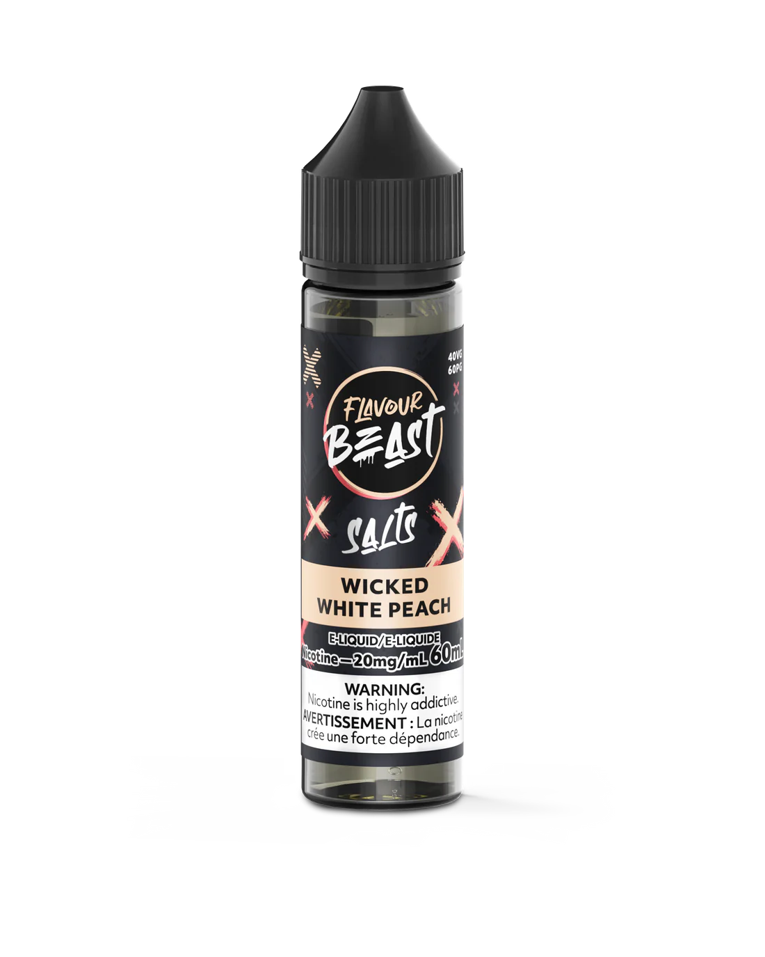 Flavour Beast E-Juice Salt Nicotine 20mg/60ml Wicked White Peach