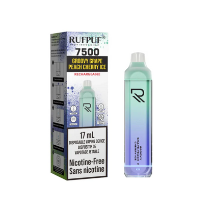 RUFPUF 7500 Nicotine Free Groovy Grape Peach Cherry Ice