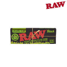 Raw Rolling Papers And Tips Organic Hemp Black 1 1/4